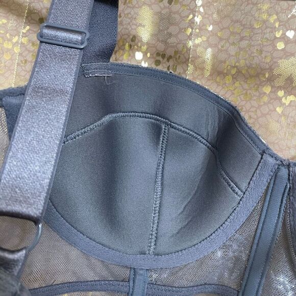 Victoria’s Secret Very Sexy Gray Silver Sparkle Lined Balconet Bra Top 34C - Picture 5 of 10